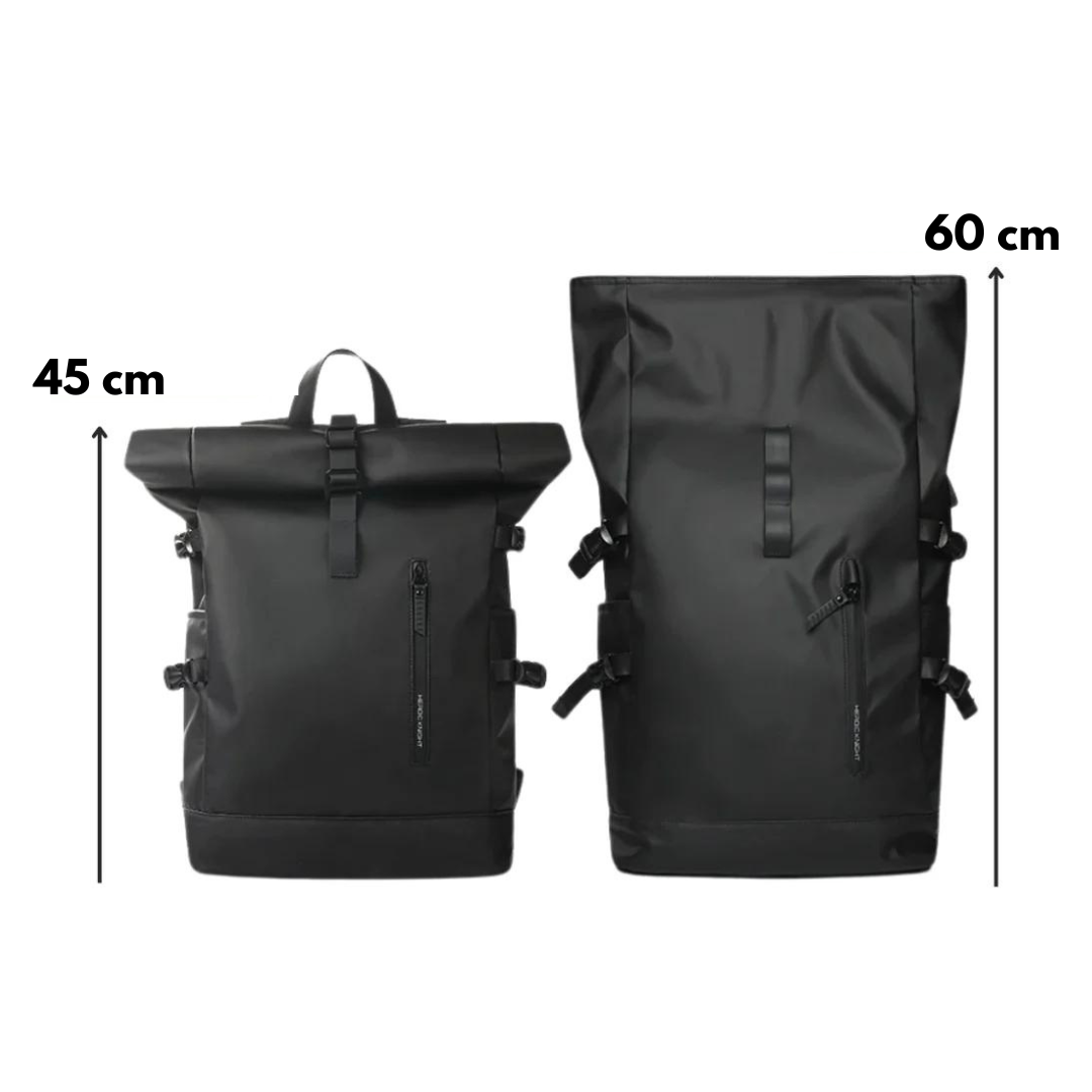 Mochila Rolltop – Resistente á auga con USB e compartimento para portátil – Capacidade de 27L