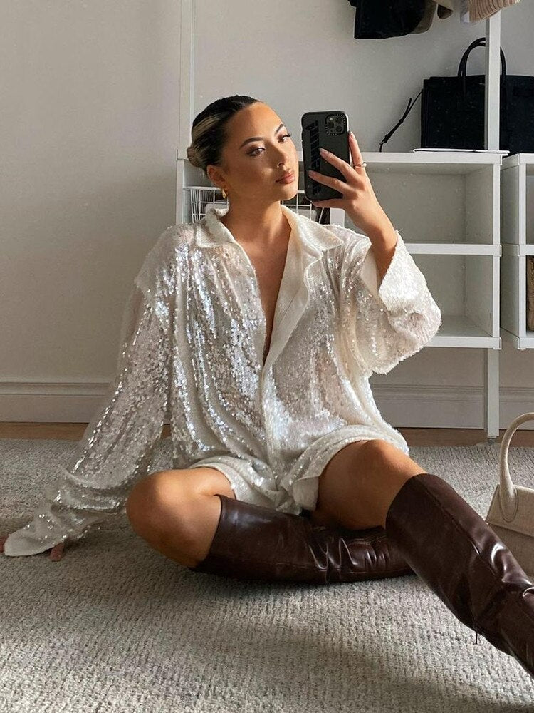 Oversized Glitter Blouse Voor Dames