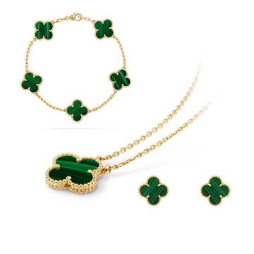 Celeste – Jewelry set 18K gold-plated green steel – stylish accent for women