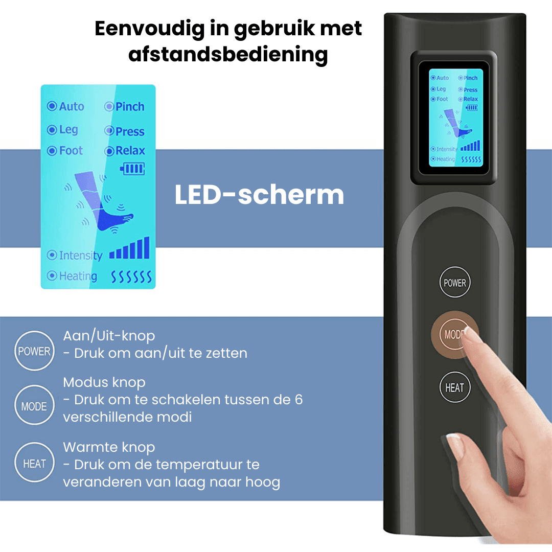 Virelo – masaxe de pernas con presión de aire 360° con calor – para pernas activas