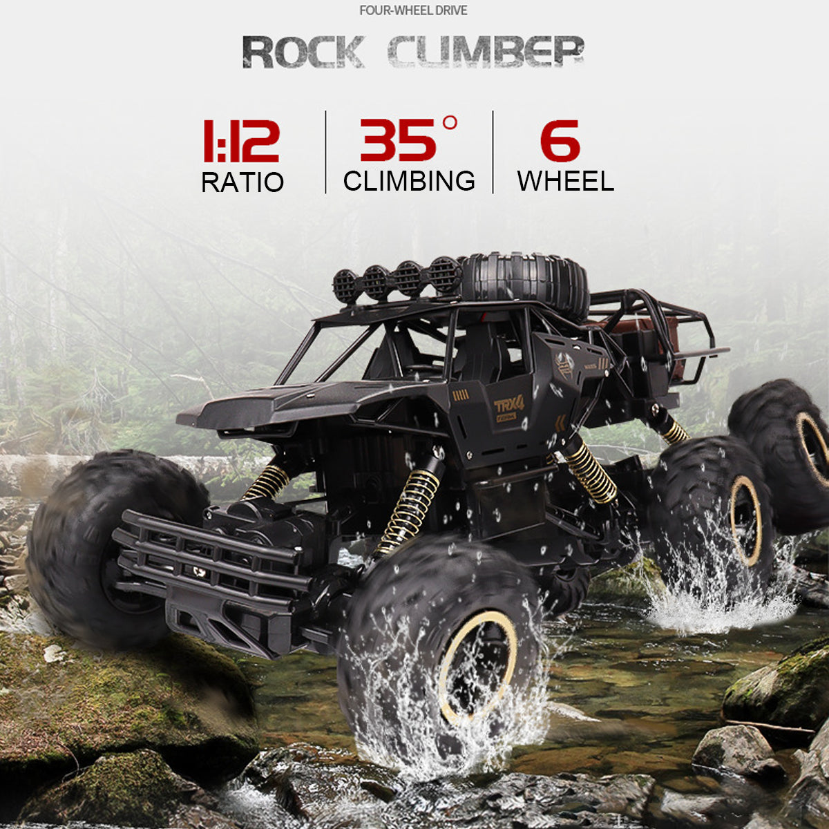 TerraX – camión monstruo RC 6WD con LED & 52 km/h – para fans do offroad