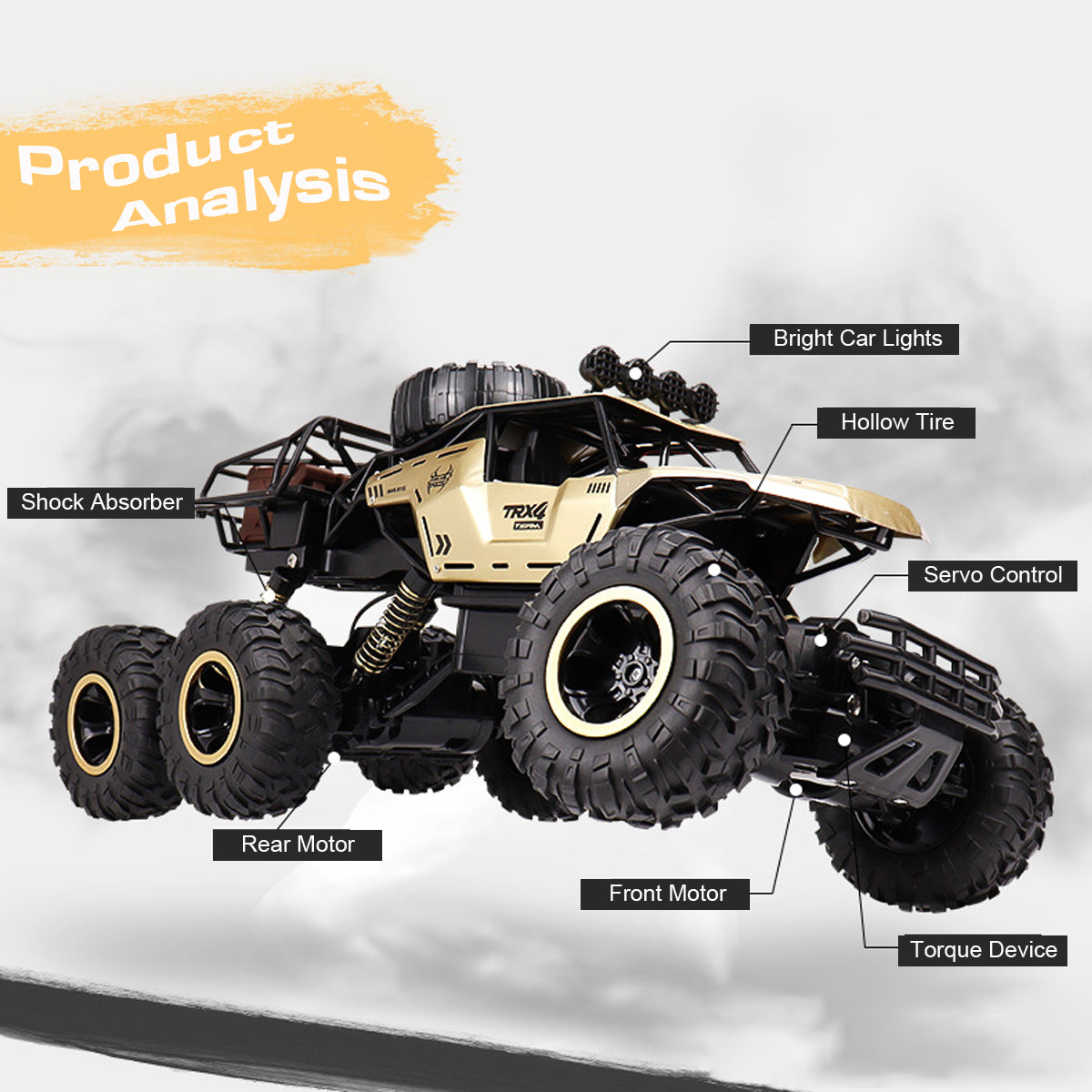 TerraX – camión monstruo RC 6WD con LED & 52 km/h – para fans do offroad
