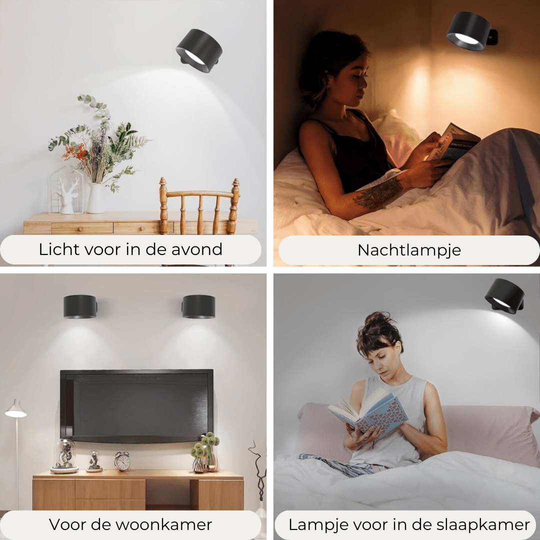 Revalki Glow360 Draadloze Oplaadbare 360° Wandlamp voor Moeiteloze Sfeerverlichting