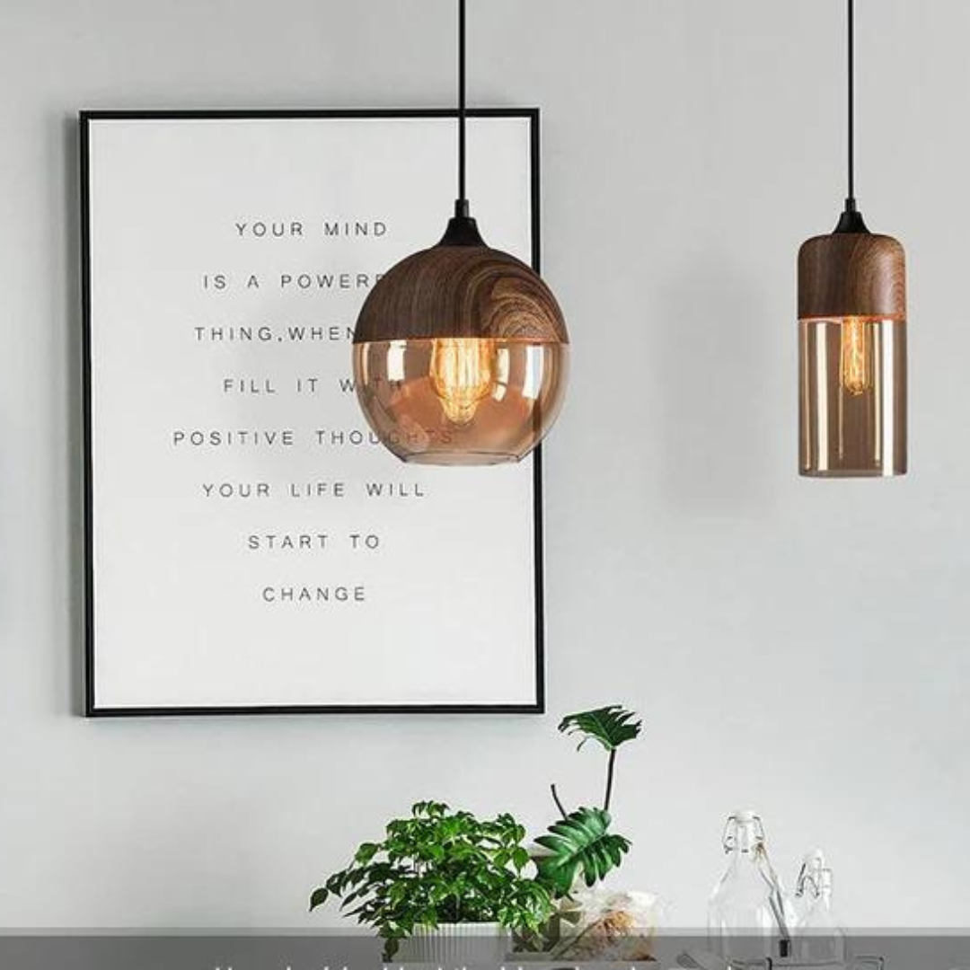 NordLuna Lámpara de techo – Elegante lámpara de techo escandinava de madera para interiores cálidos y modernos