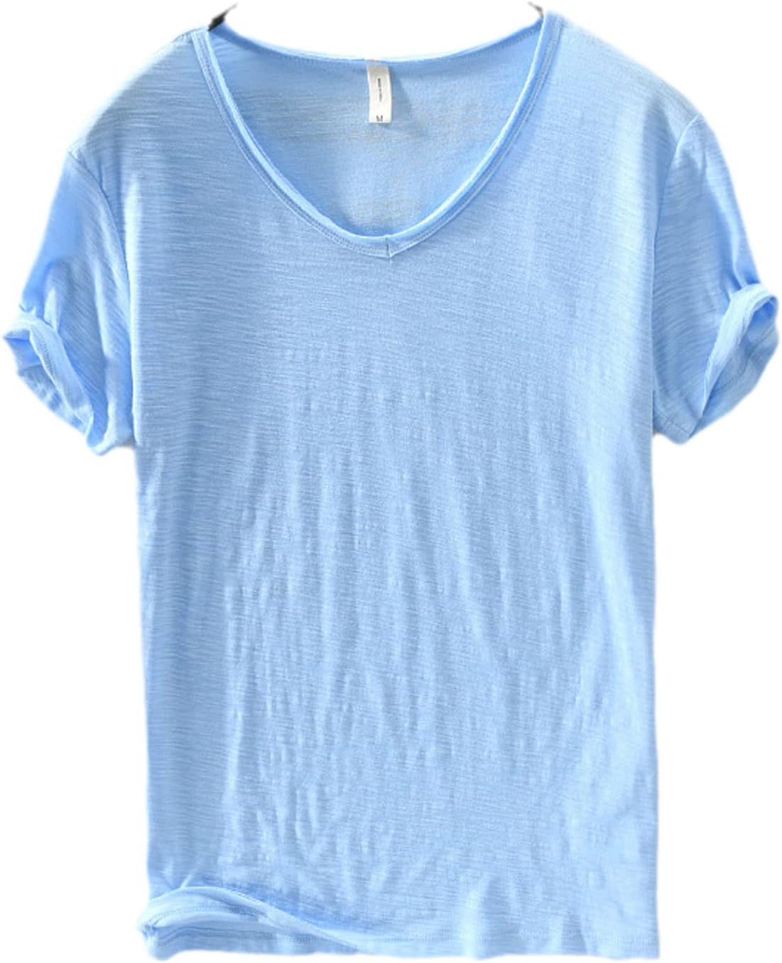 Camisa de lino y algodón para hombre con cuello en V