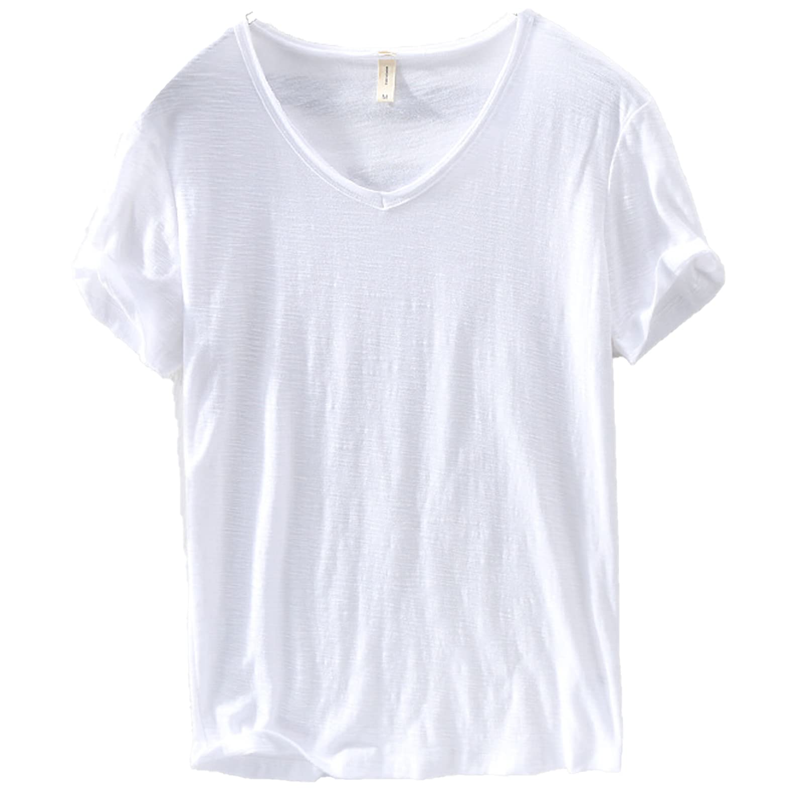 Camisa de lino y algodón para hombre con cuello en V