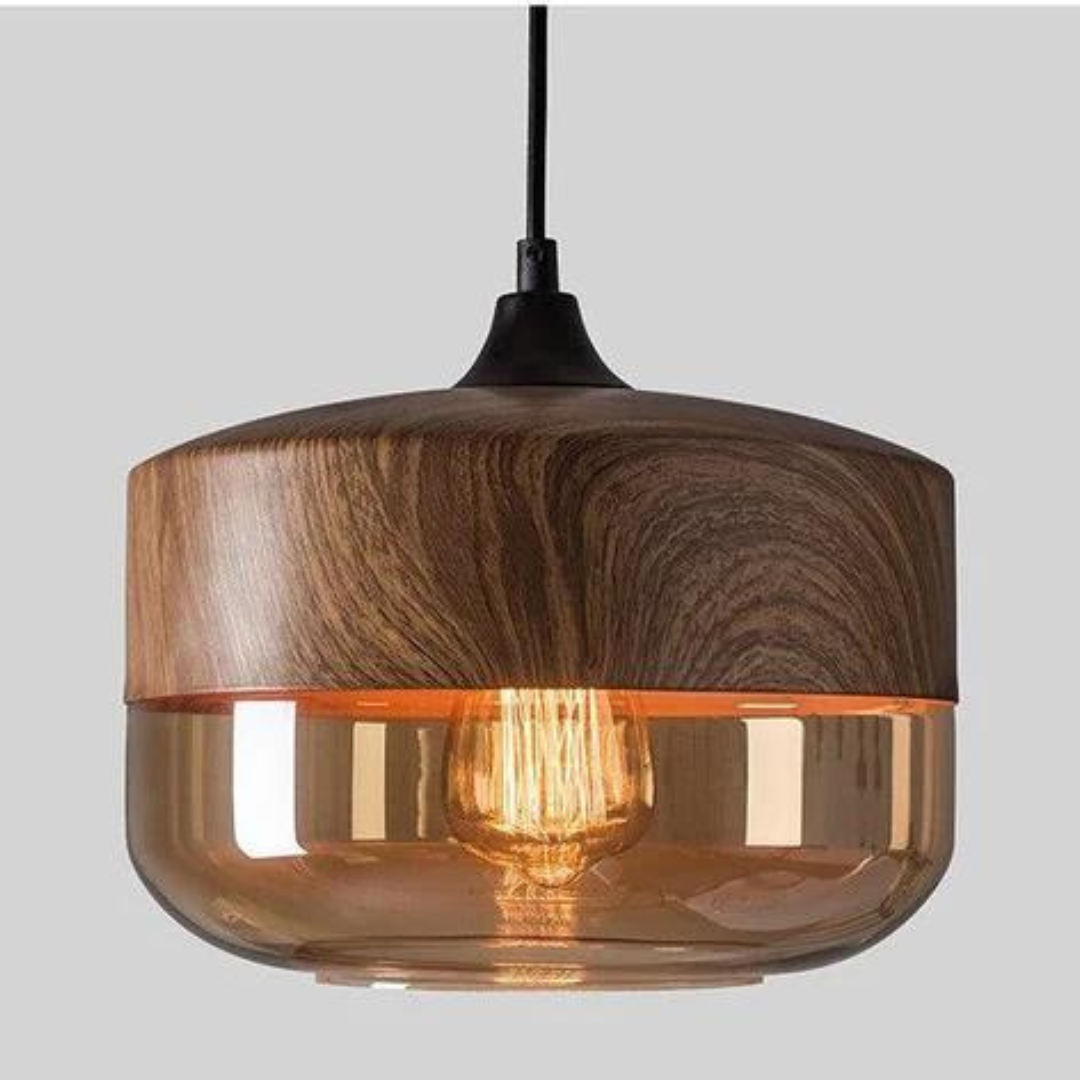 NordLuna Lámpara de techo – Elegante lámpara de techo escandinava de madera para interiores cálidos y modernos