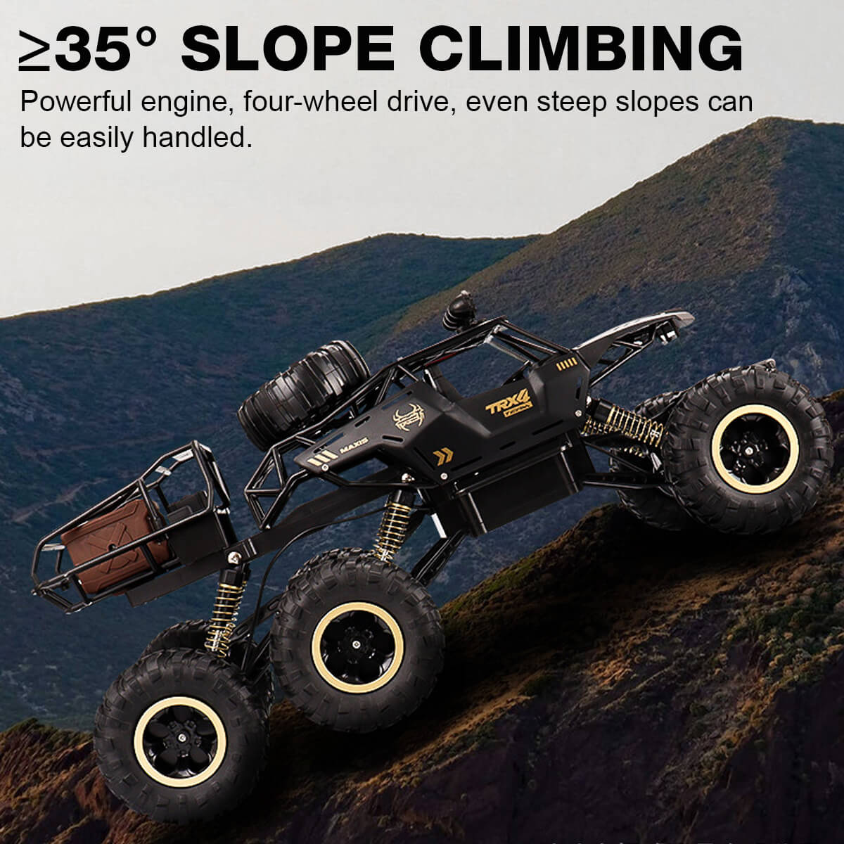 TerraX – camión monstruo RC 6WD con LED & 52 km/h – para fans do offroad