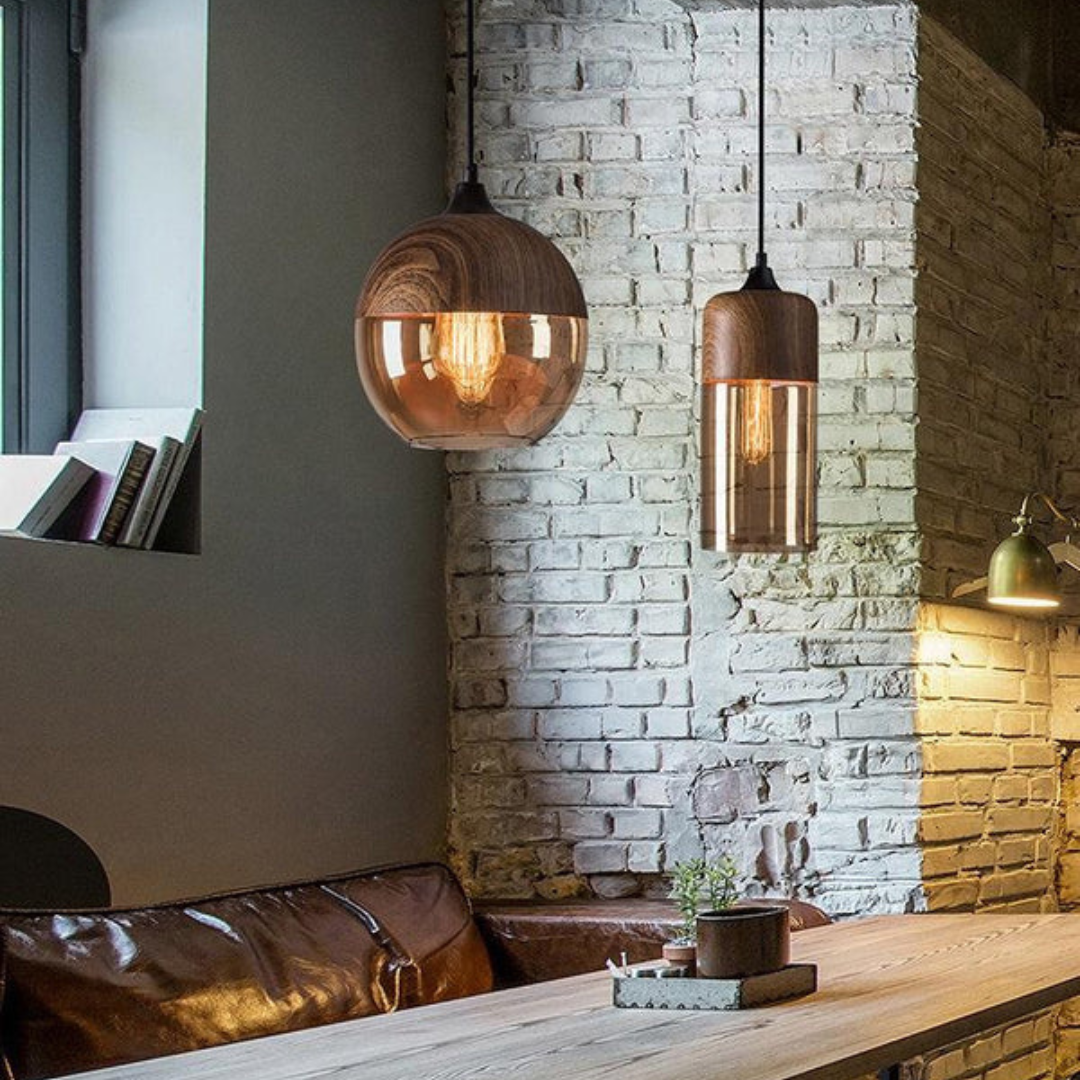 NordLuna Lámpara de techo – Elegante lámpara de techo escandinava de madera para interiores cálidos y modernos