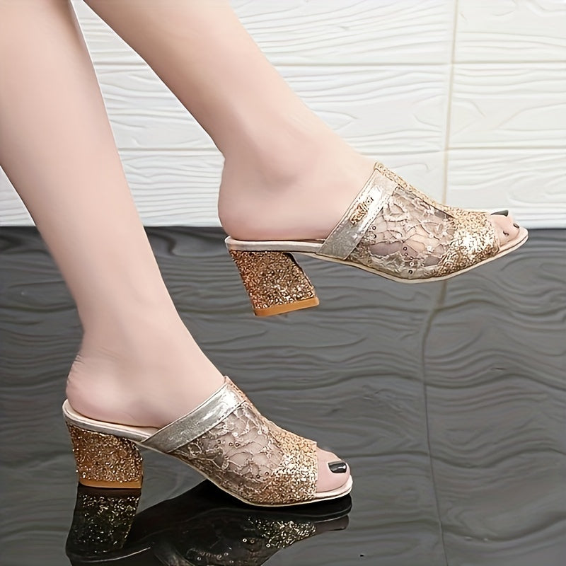 Valena Hakken | Sandalias con Brillo y Tacón para Ocasiones Elegantes de Verano