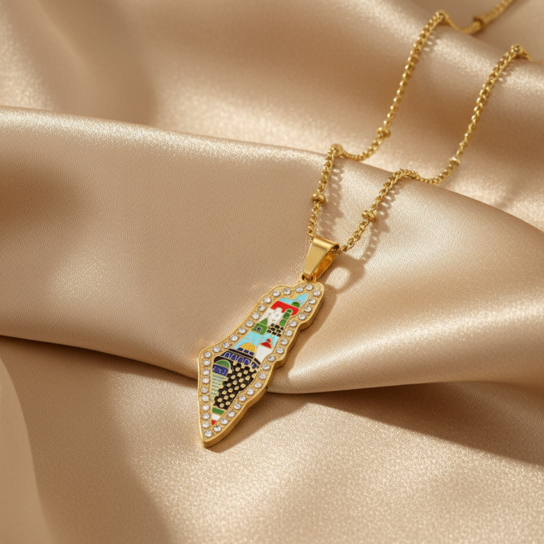 Halsketting – Palestine Heritage ketting van roestvrij staal, 50 cm lang