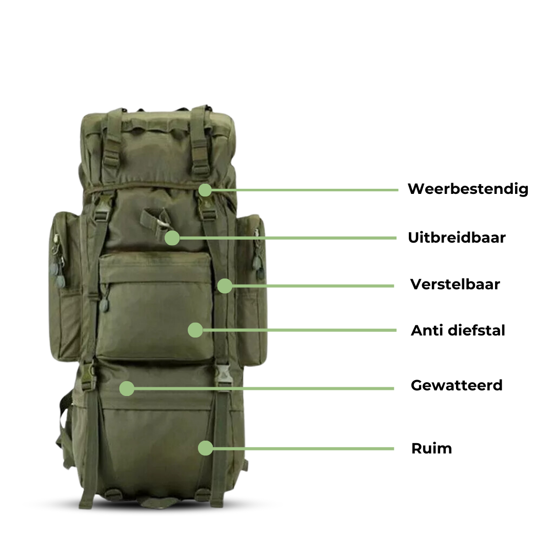 Mochila de exterior 70L – Mochila resistente al agua para senderismo y viajes