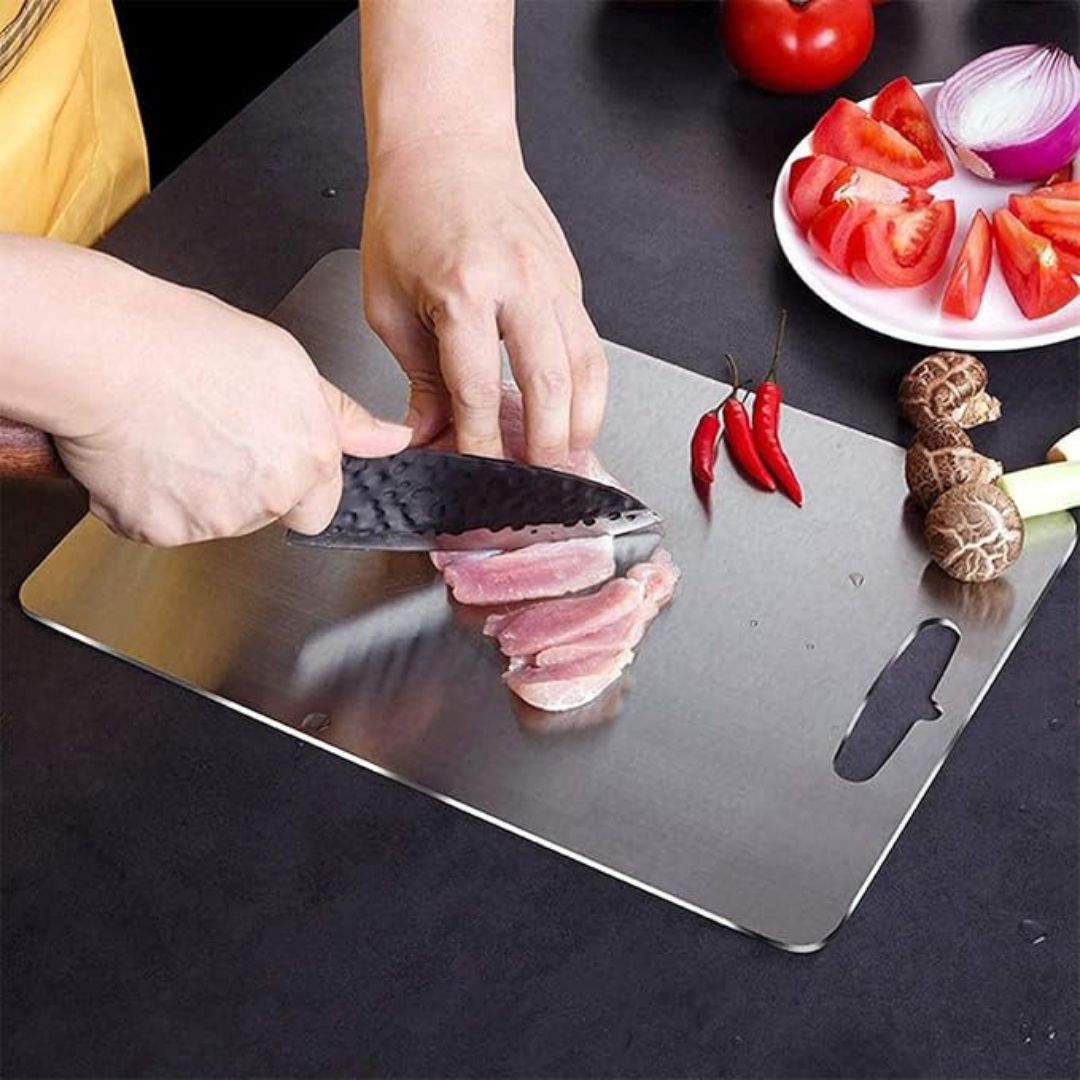 TitanPro – Tabla de cortar alemana de acero inoxidable higiénica y duradera – cocina