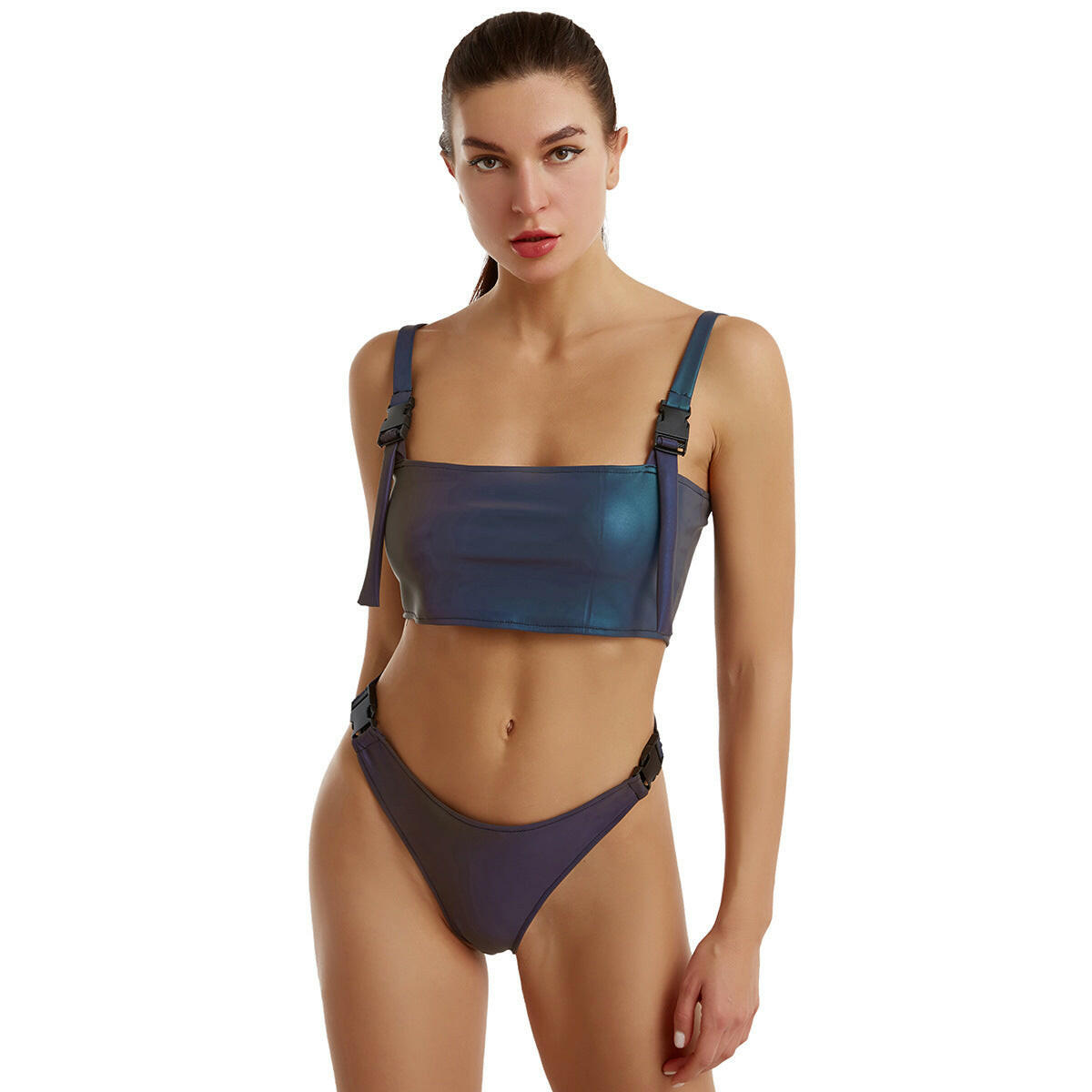 Melzano Moda Reflexo Brillante Conxunto de Bikini para Mulleres