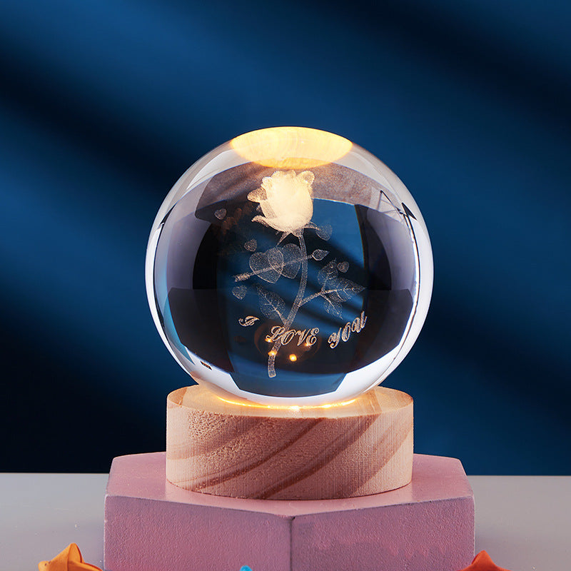 3D kristallen bol nachtlamp - Elegant licht voor een moderne sfeer