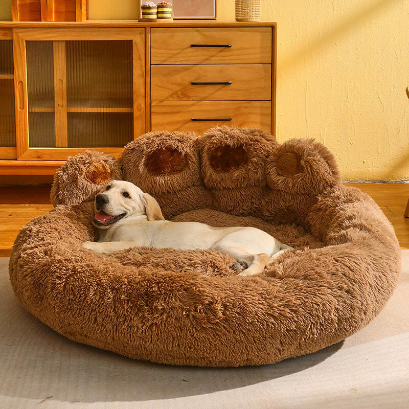 Melzano Cama Redonda para Cans Grande - Cama de Peluche de Luxo para Mascotas