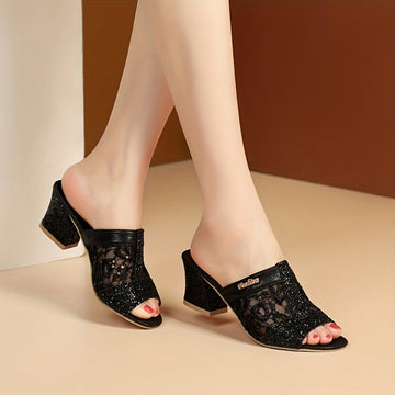 Valena Hakken | Sandalias con Brillo y Tacón para Ocasiones Elegantes de Verano