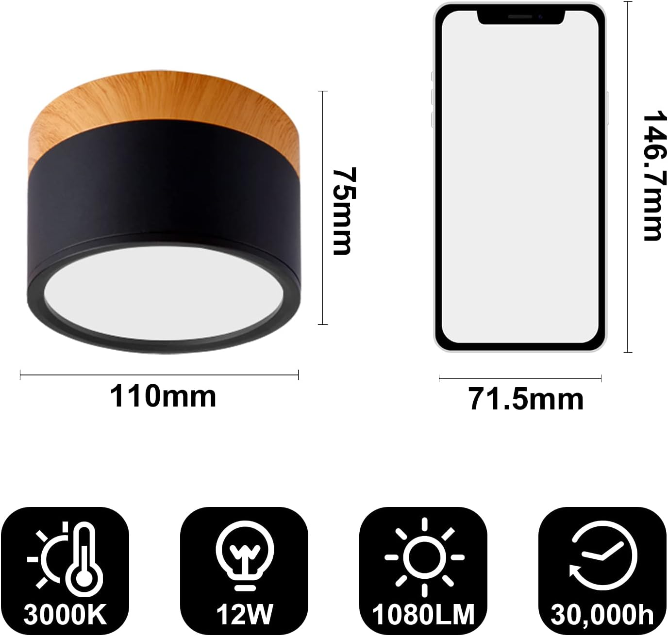 Cylora – Lámpara de techo empotrada compacta – Foco LED moderno de aluminio