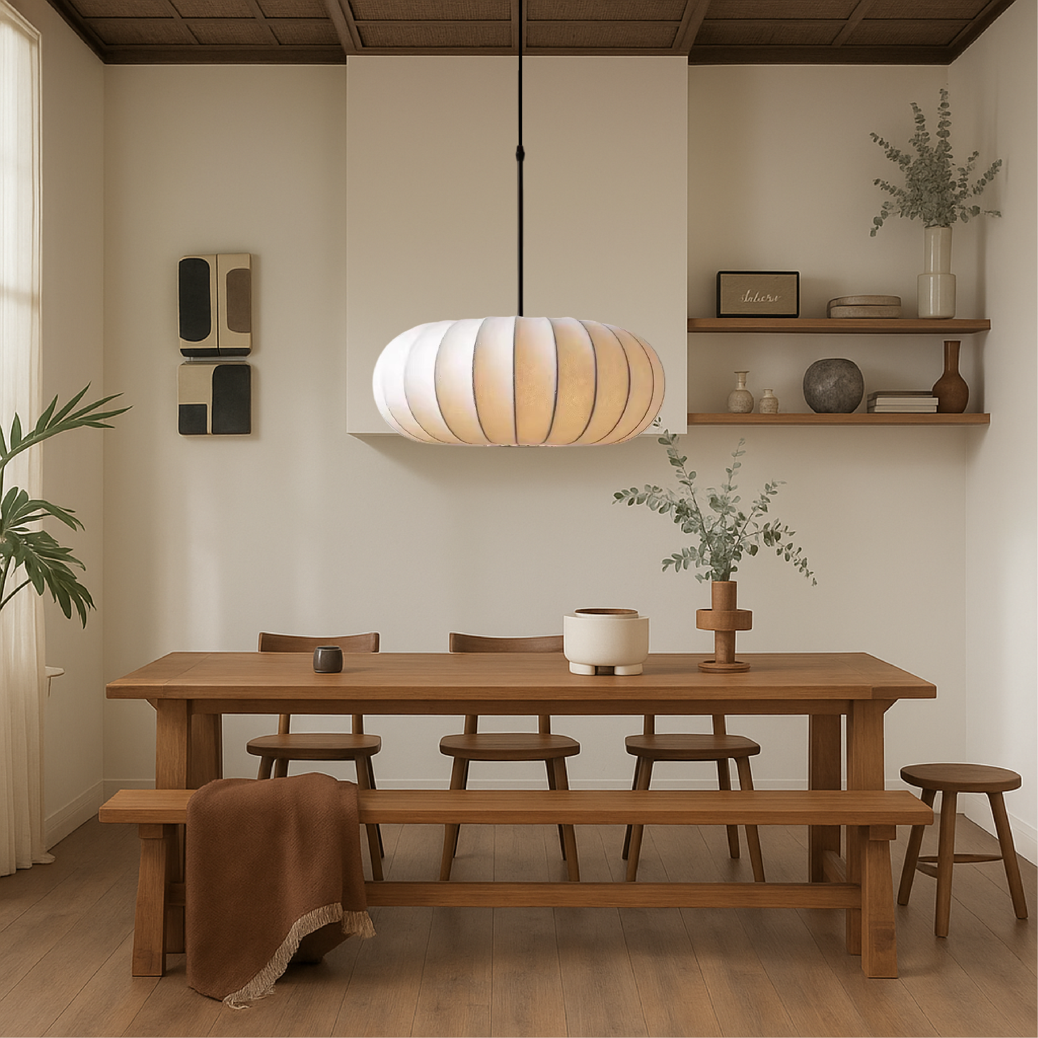 Pendelleuchte – moderne Hängeleuchte mit Textiloptik-Schirm und verstellbarem Kabel