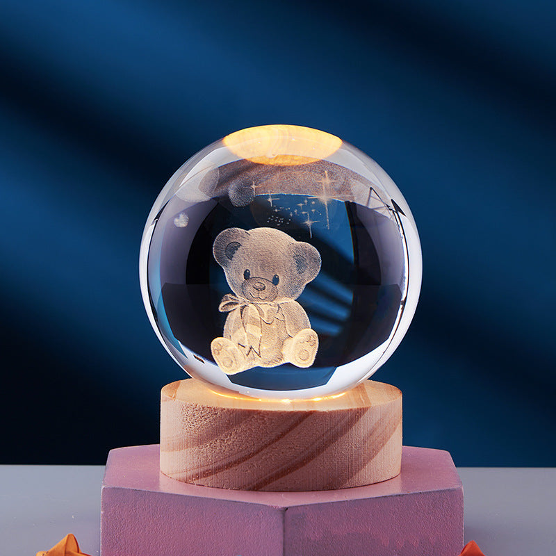3D kristallen bol nachtlamp - Elegant licht voor een moderne sfeer