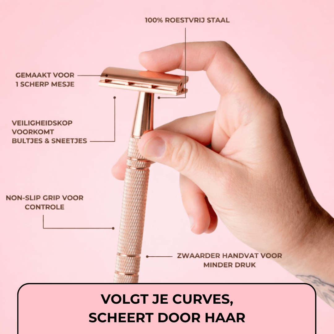 Veiligheidsscheermes van RVS – Inclusief 10 Premium Scheermesjes