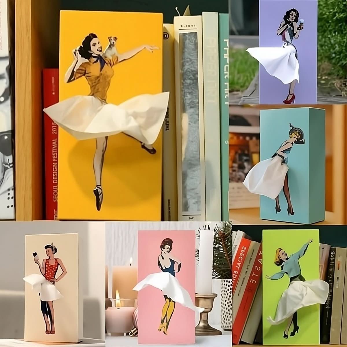 Caja para pañuelos – Diseño creativo de vestido con efecto de falda en movimiento