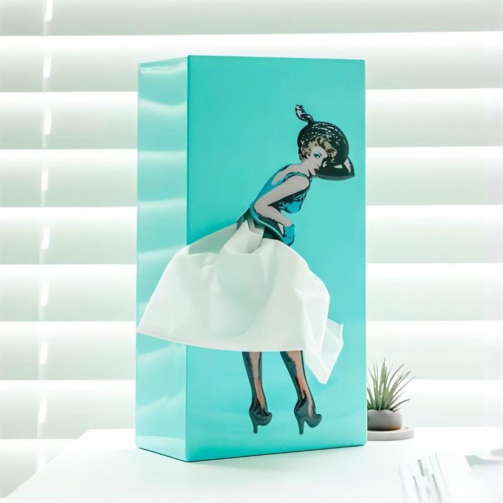 Caja para pañuelos – Diseño creativo de vestido con efecto de falda en movimiento