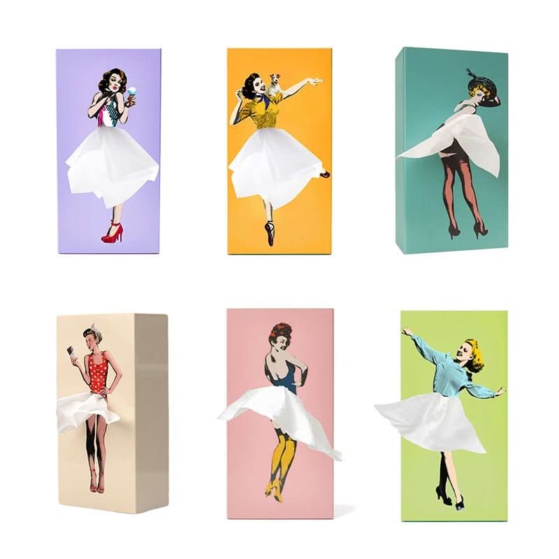 Caja para pañuelos – Diseño creativo de vestido con efecto de falda en movimiento