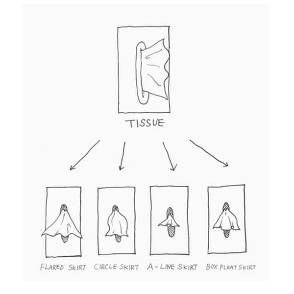 Caja para pañuelos – Diseño creativo de vestido con efecto de falda en movimiento
