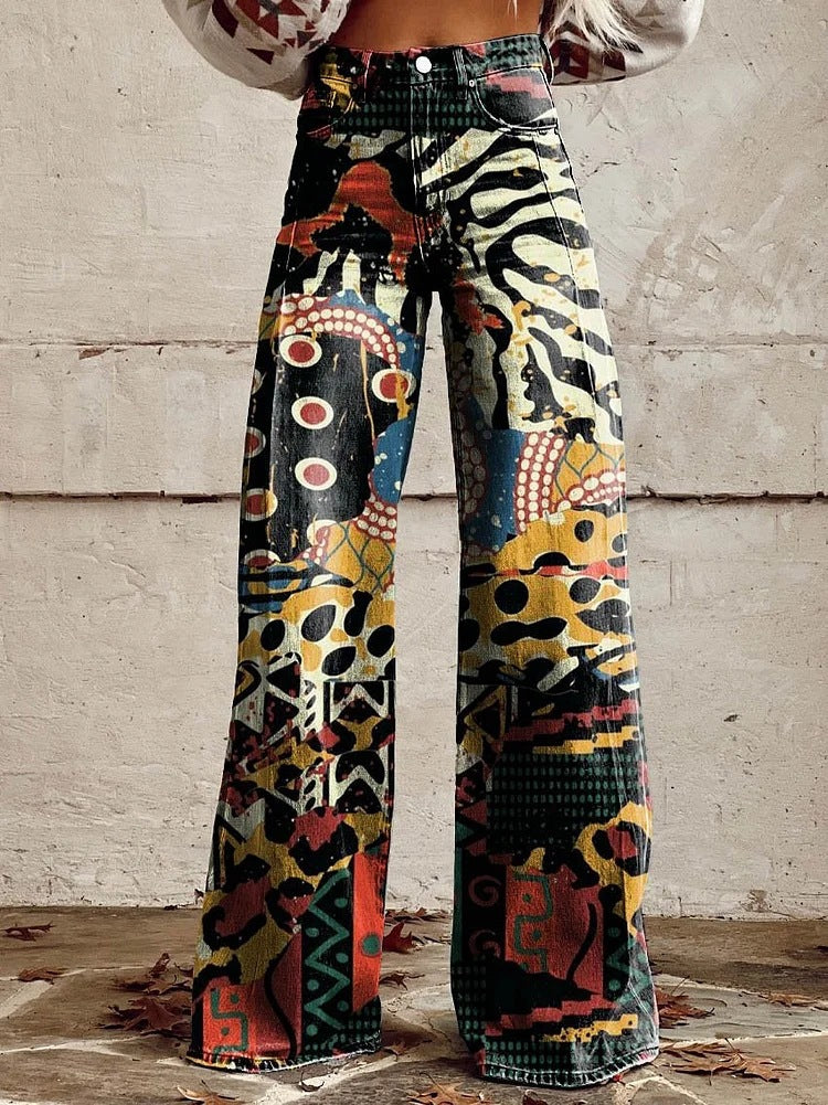 Vintage Wide Leg Bloemenbroek – Comfortabele Flared Damespants Vestragear