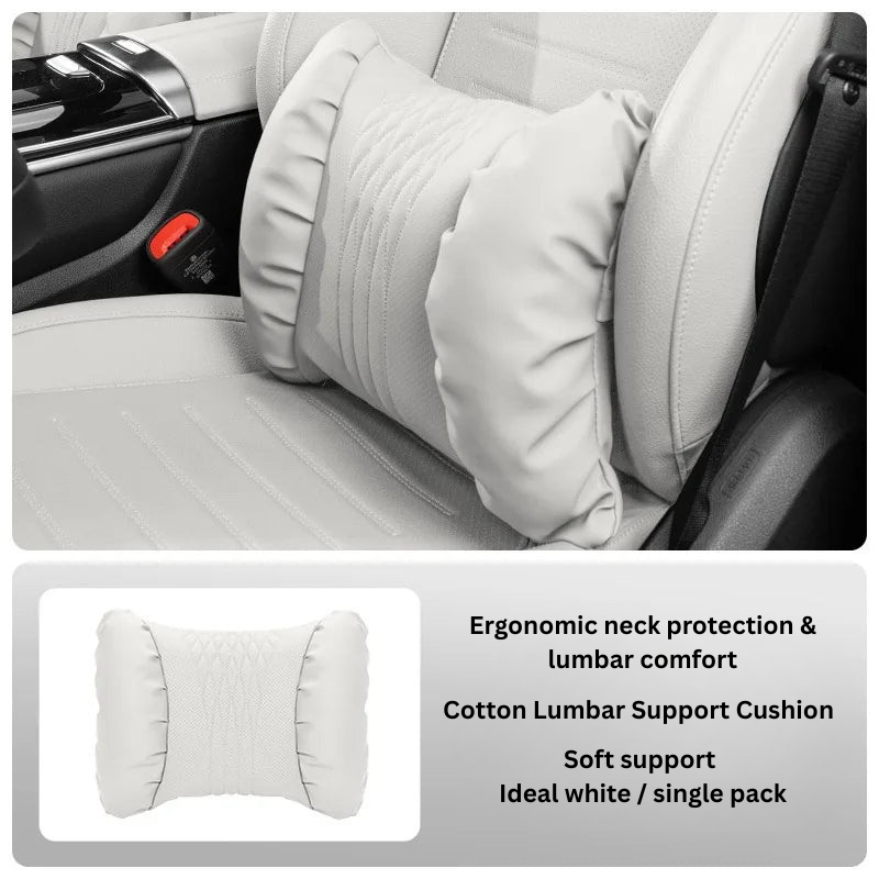 Hoofdsteun & Lendensteun Auto – Nappa-Look PU, Zachte Vulling & 2-delig