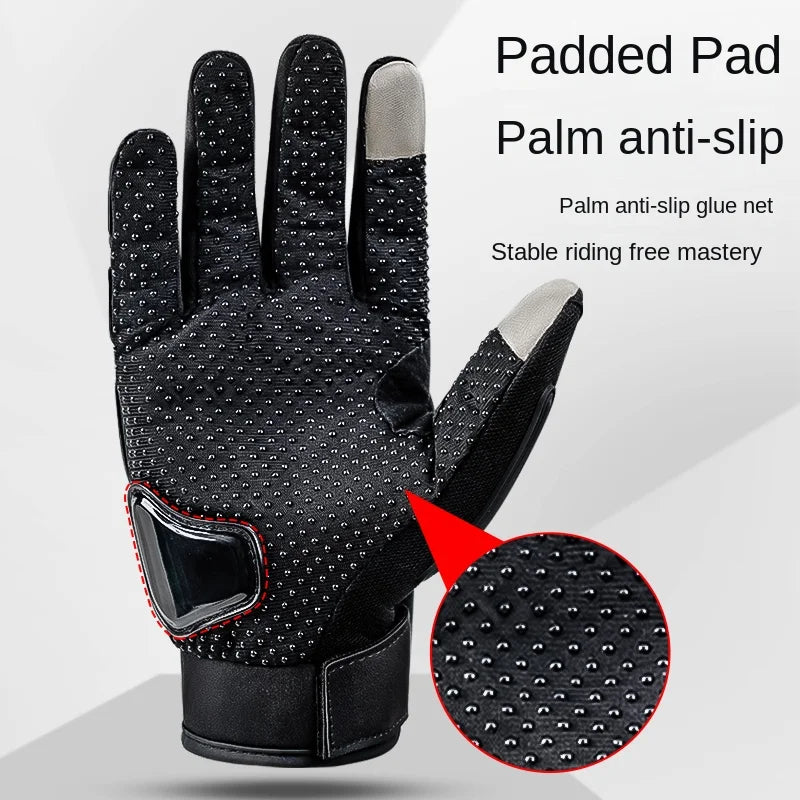 Ademende Motorhandschoenen Heren - Lange Vingerhandschoenen met Grip en Klittenbandsluiting 2