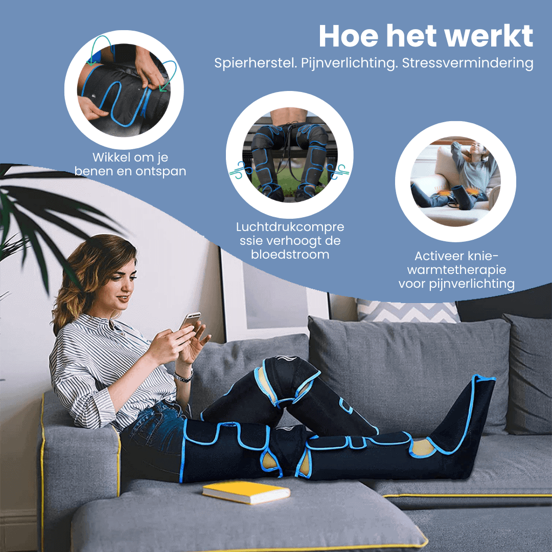 Virelo – masaxe de pernas con presión de aire 360° con calor – para pernas activas
