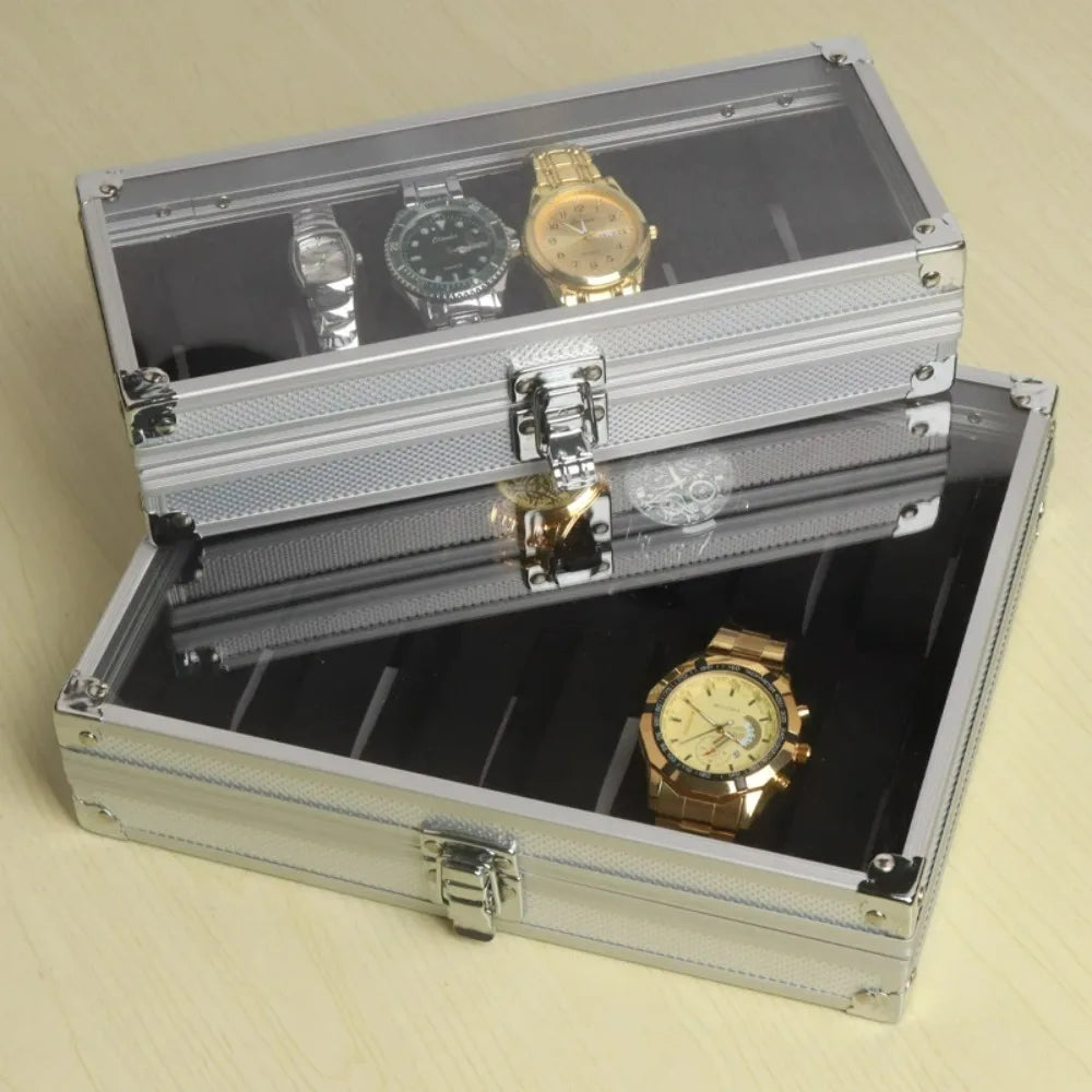 Aluminium Watch Box for Men – 12 Grid Slots, Suede Interior Watch Display Case 4