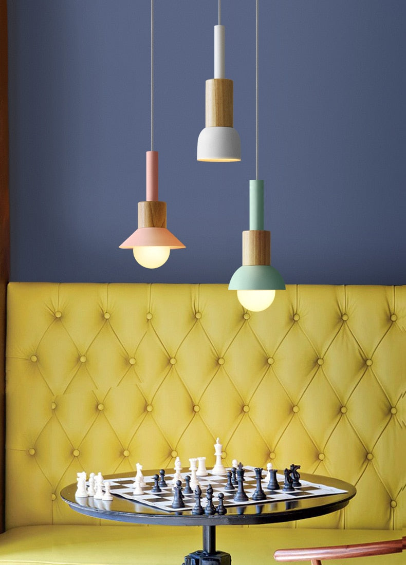 Lumora Home – Lámpara colgante de metal y madera, diseño moderno E27