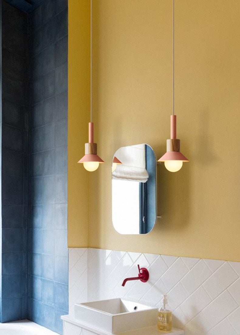 Lumora Home – Lámpara colgante de metal y madera, diseño moderno E27