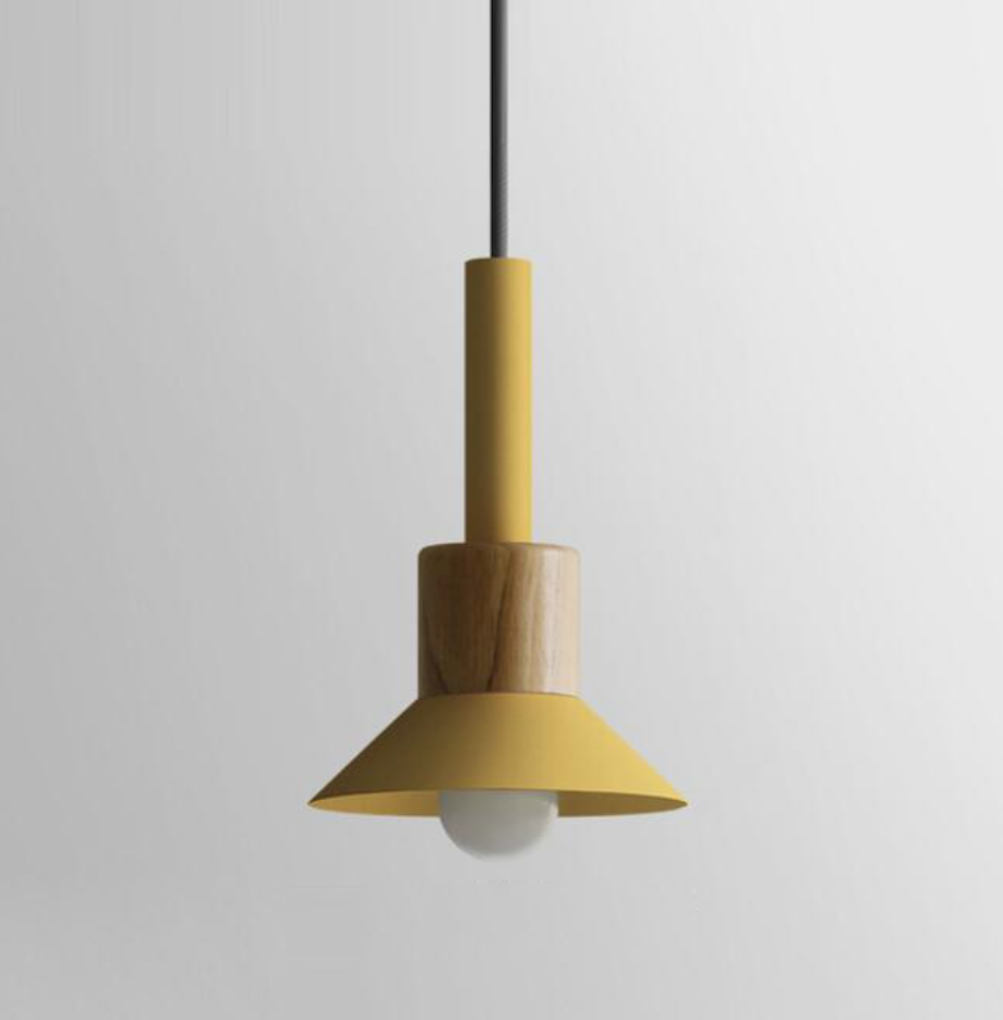 Lumora Home – Lámpara colgante de metal y madera, diseño moderno E27