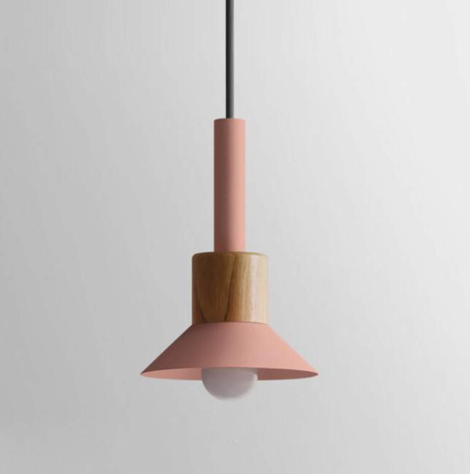 Lumora Home – Lámpara colgante de metal y madera, diseño moderno E27