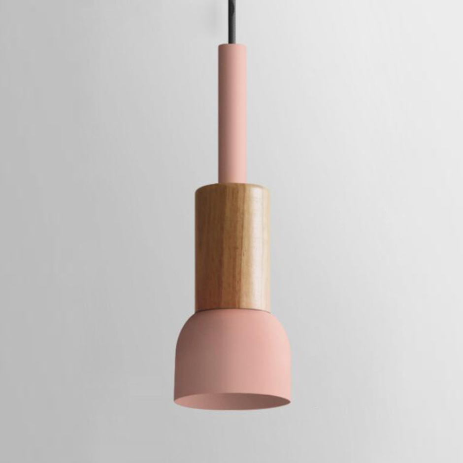 Lumora Home – Lámpara colgante de metal y madera, diseño moderno E27