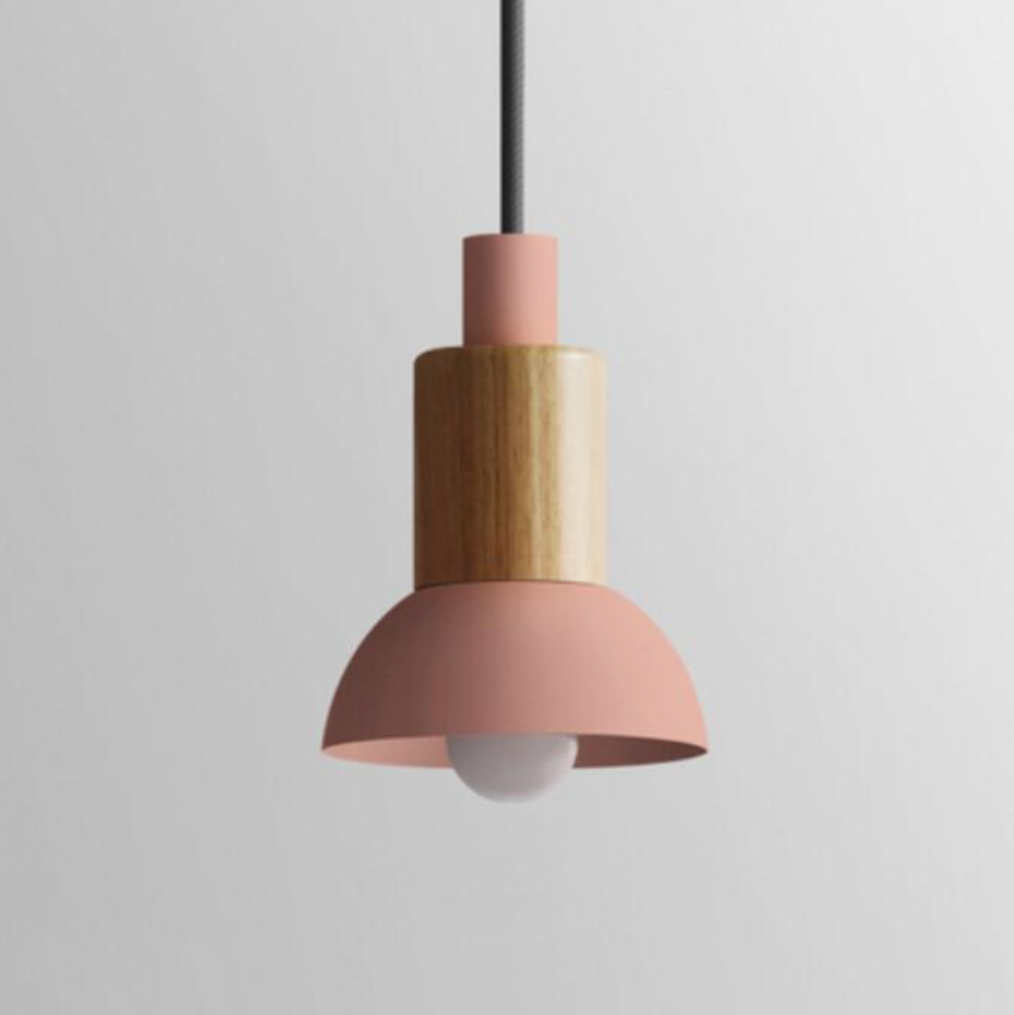 Lumora Home – Lámpara colgante de metal y madera, diseño moderno E27