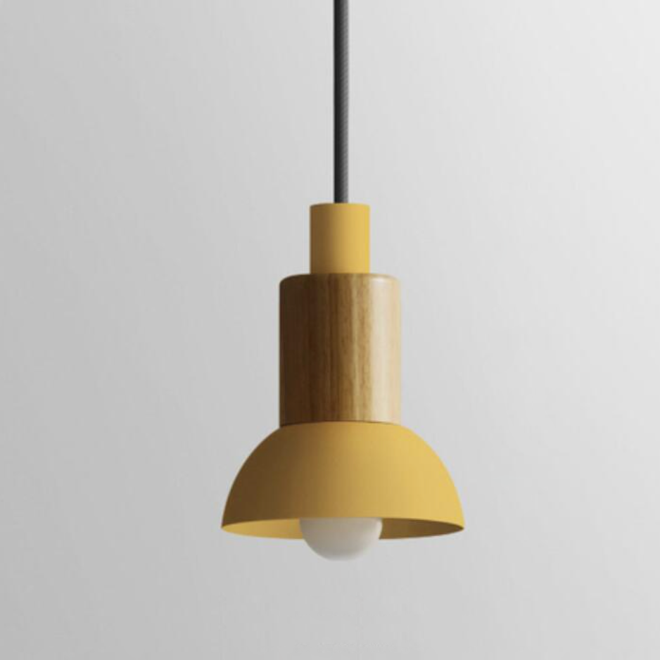 Lumora Home – Lámpara colgante de metal y madera, diseño moderno E27