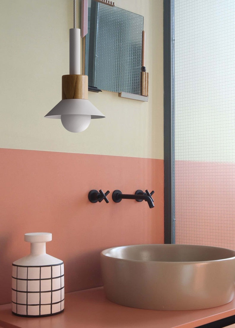 Lumora Home – Lámpara colgante de metal y madera, diseño moderno E27