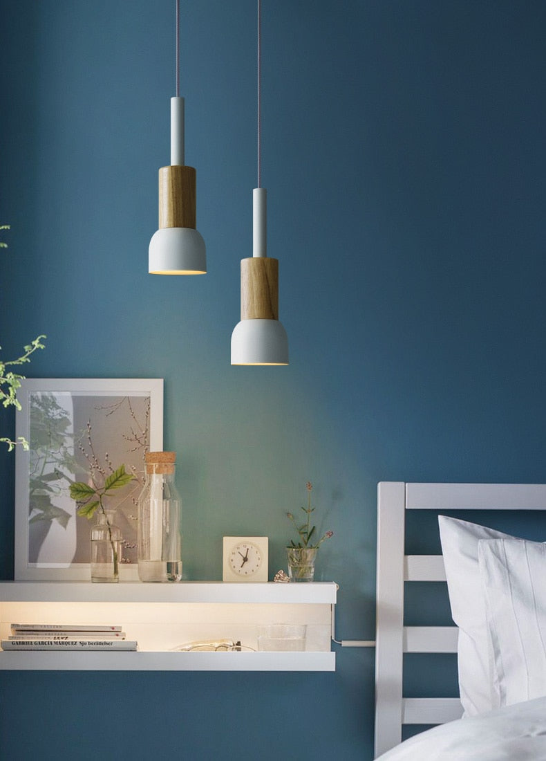 Lumora Home – Lámpara colgante de metal y madera, diseño moderno E27