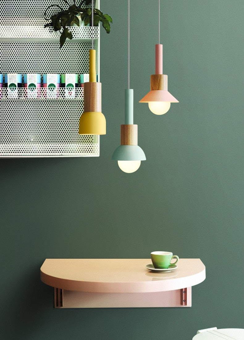 Lumora Home – Lámpara colgante de metal y madera, diseño moderno E27