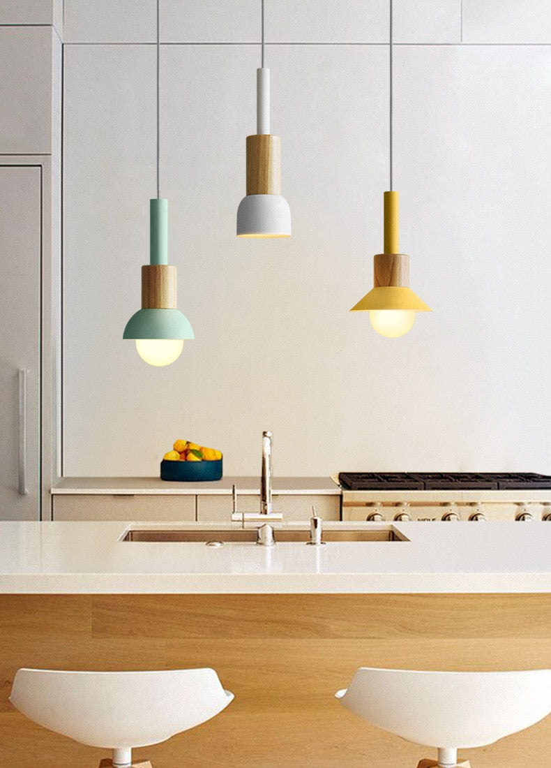 Lumora Home – Lámpara colgante de metal y madera, diseño moderno E27