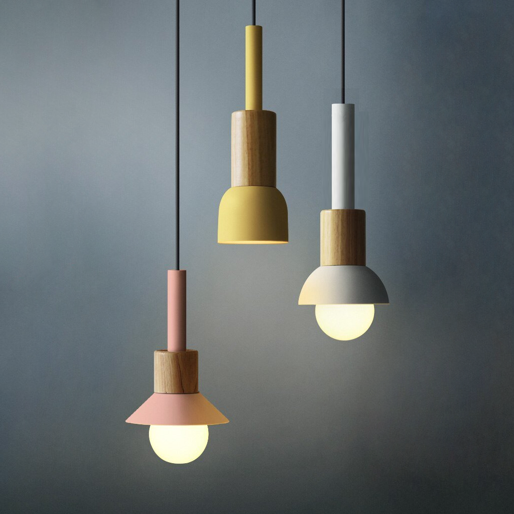 Lumora Home – Lámpara colgante de metal y madera, diseño moderno E27
