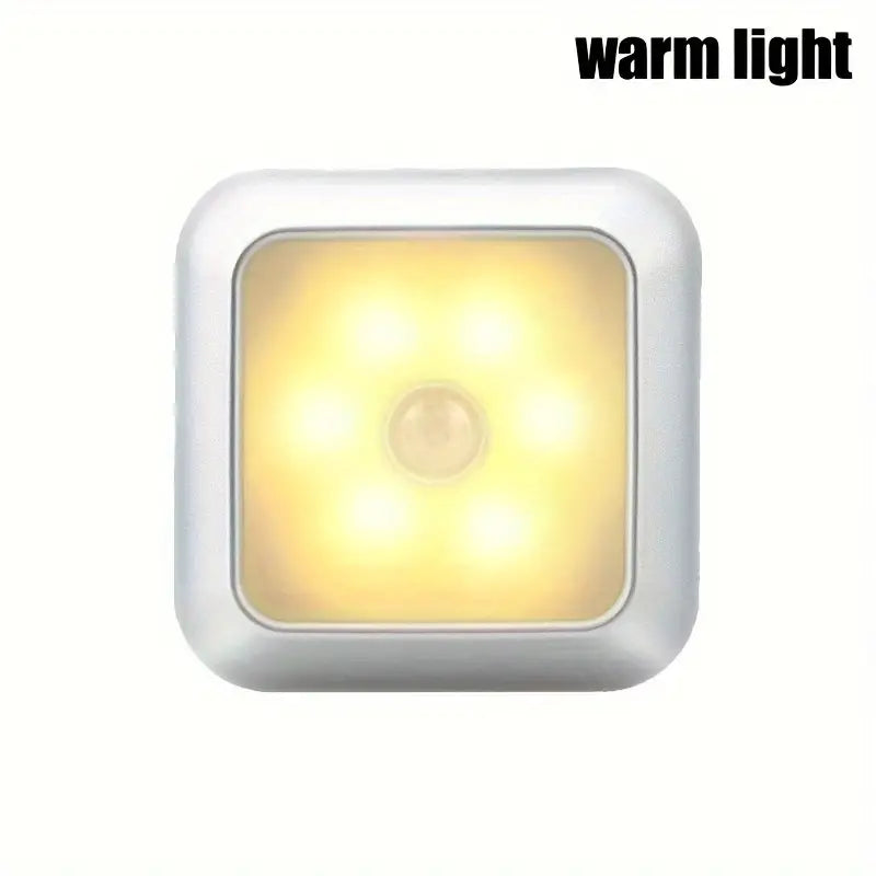 AuroraGlow 6-LED Bewegungsmelder-Licht – Kabellose Nachtlampe mit Batterie für Innen, Treppe, Küche & Schrank