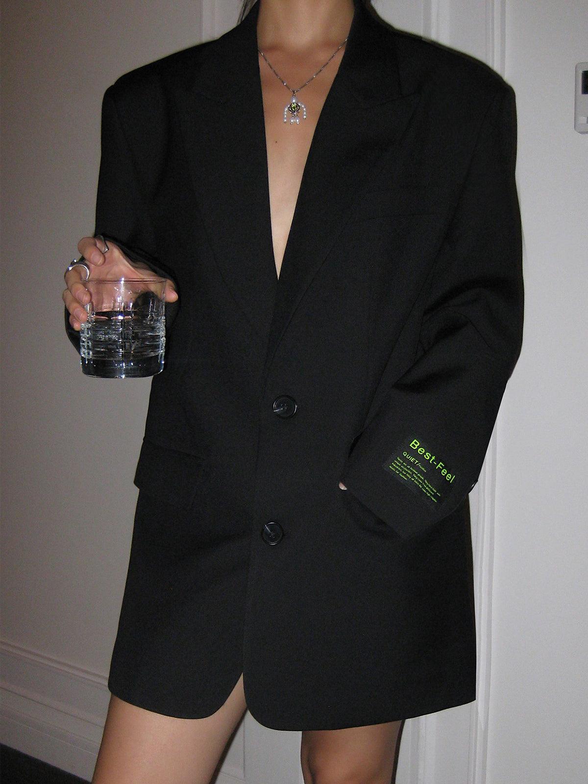 Blazer Sobredimensionado Sophia con Solapa e Peche Clásico con Botóns