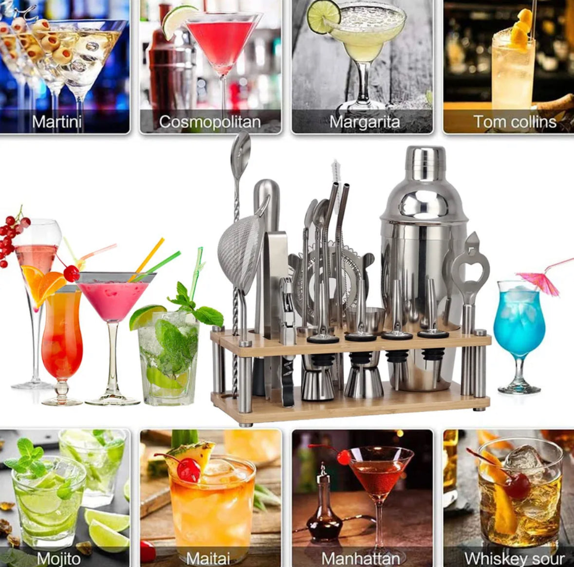 Cocktail Shaker Set 23-delig – Complete Bartender Kit met RVS Tools