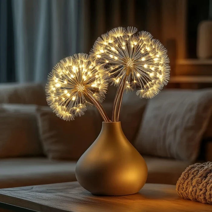 Decoratieve lamp paardenbloem – slanke stelen met ronde bollen warm licht